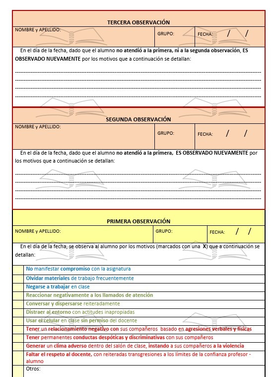 Redactá tus observaciones en menos de 1 minuto marcando con una ✘ el motivo.